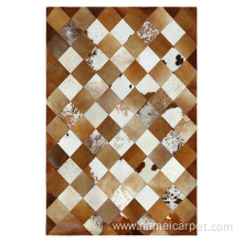 Cowhide leather patchwork luxury hotel carpet and rug